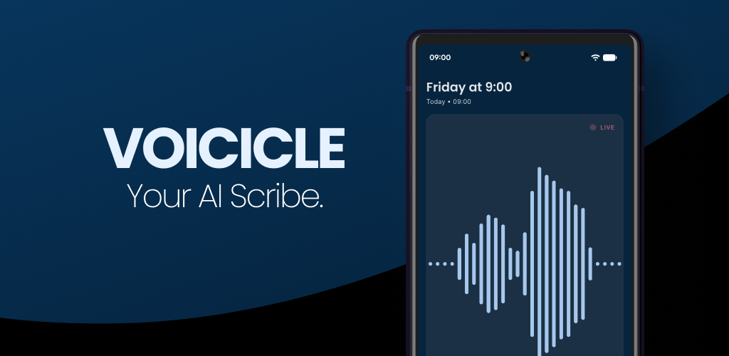 Voicicle interface showing waveform and live recording