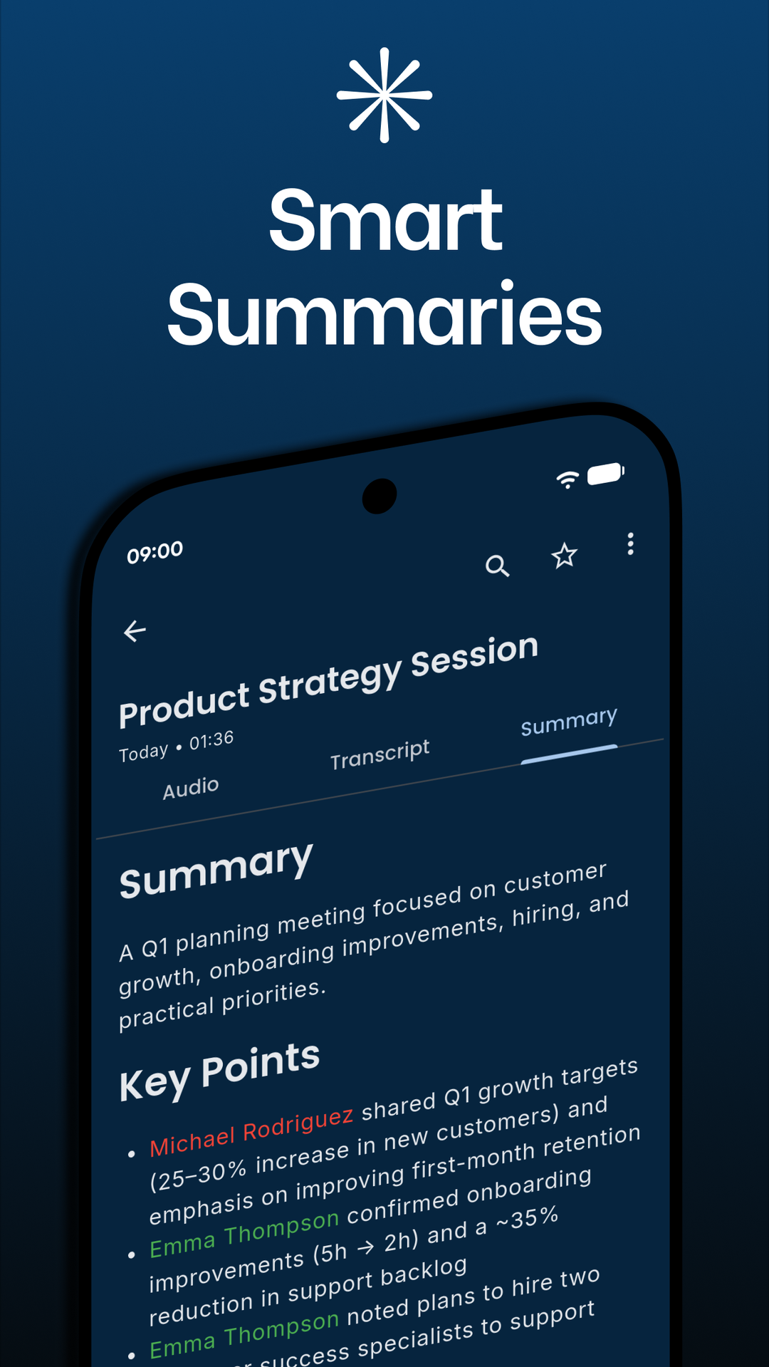 Voicicle smart summary screen